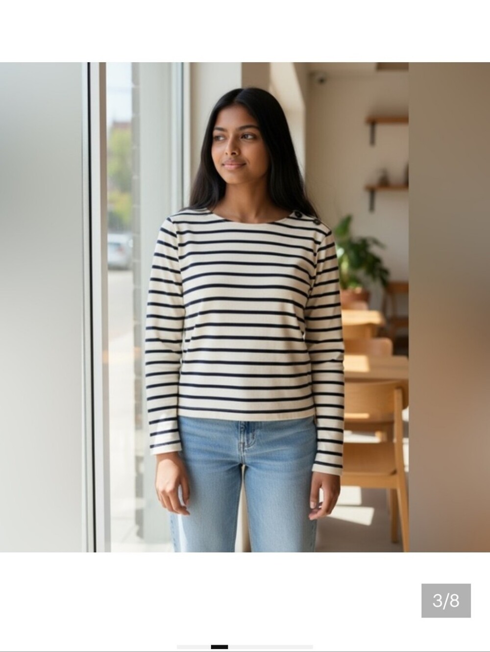 Sézane Striped Bateau Neckline Top EUC